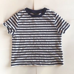 TOPSHOP STRIPED NAVY AND BLUE T-SHIRT